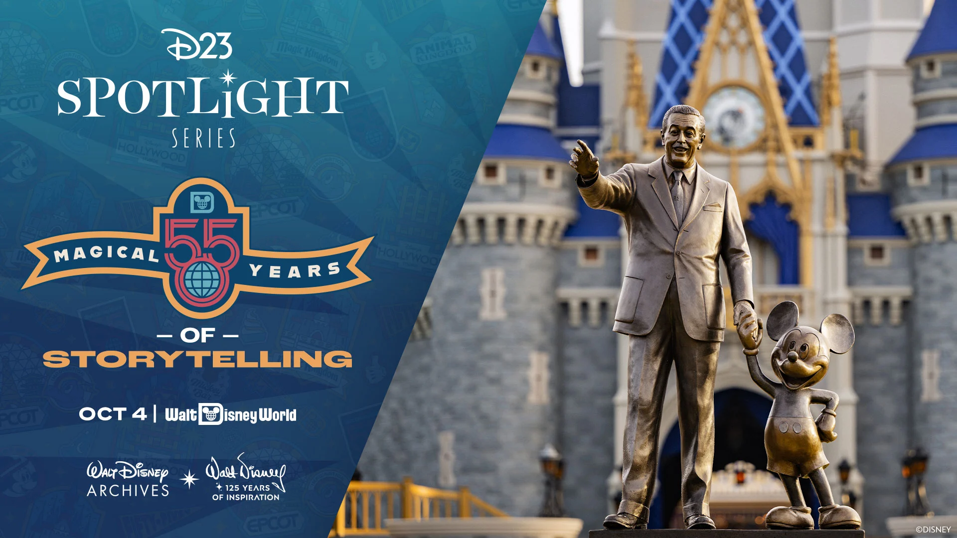 D23 Spotlight Series 55 Magical Years of Storytelling em celebração aos 55 anos de Walt Disney World