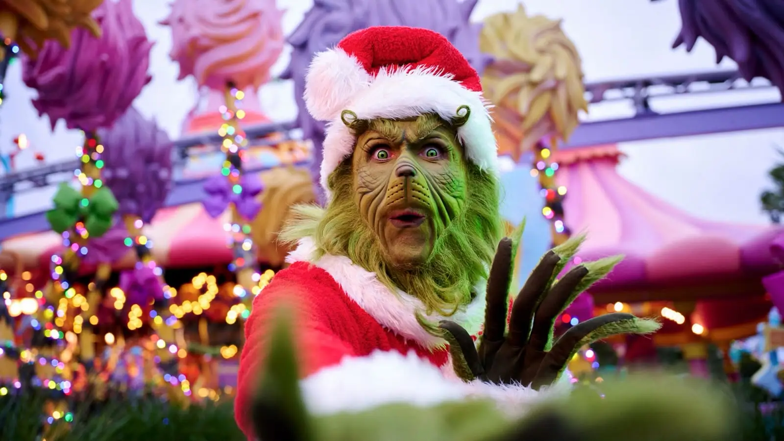 Grinch durante o Grinchmas no Universal Islands of Adventure