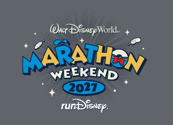Logo oficial do Marathon Weekend 2027 da runDisney no Walt Disney World, destacando uma das principais corridas Disney realizadas em Orlando.